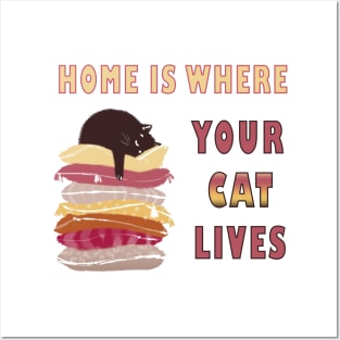 home is where your cat lives Posters and Art